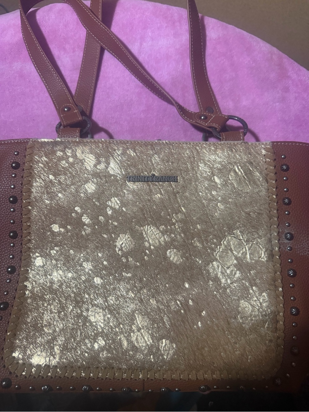 Trinity Metallic Gold and Brown Leather Tote